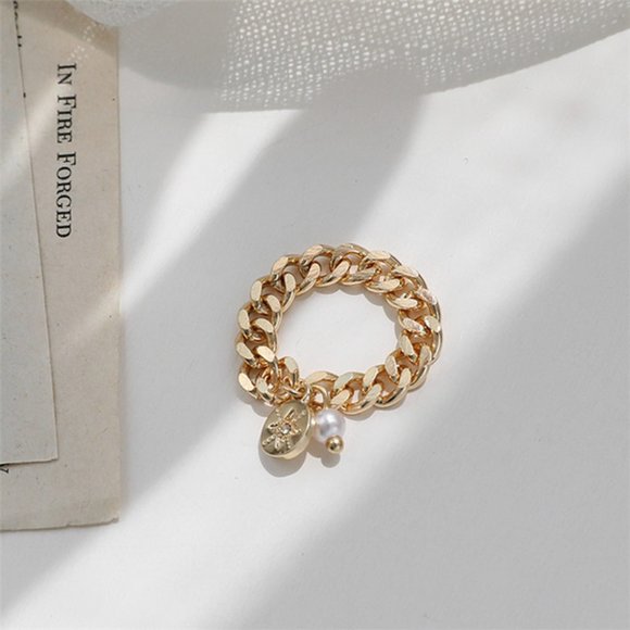 ♠️ NEW Statement Gold Ring with Pearl - Picture 2 of 5